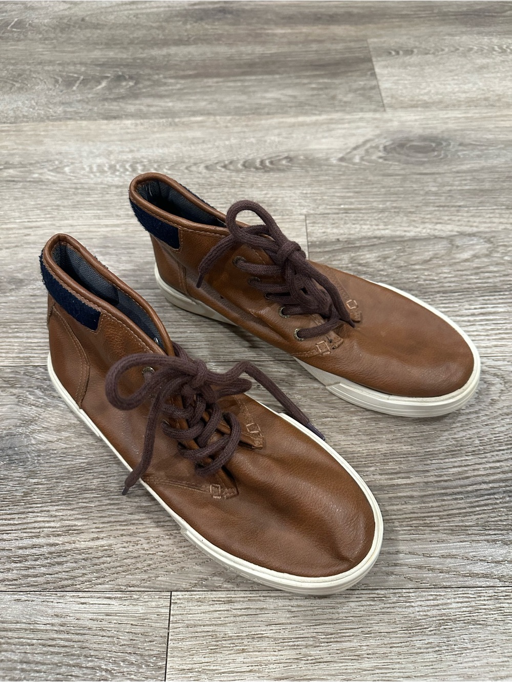 Nautica Brown Leather Chukka Boots with White Sole